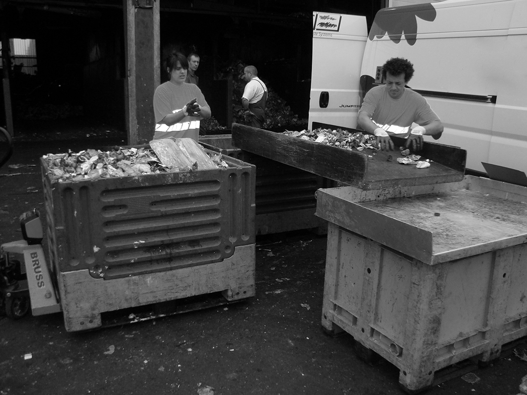 Persons sorting waste